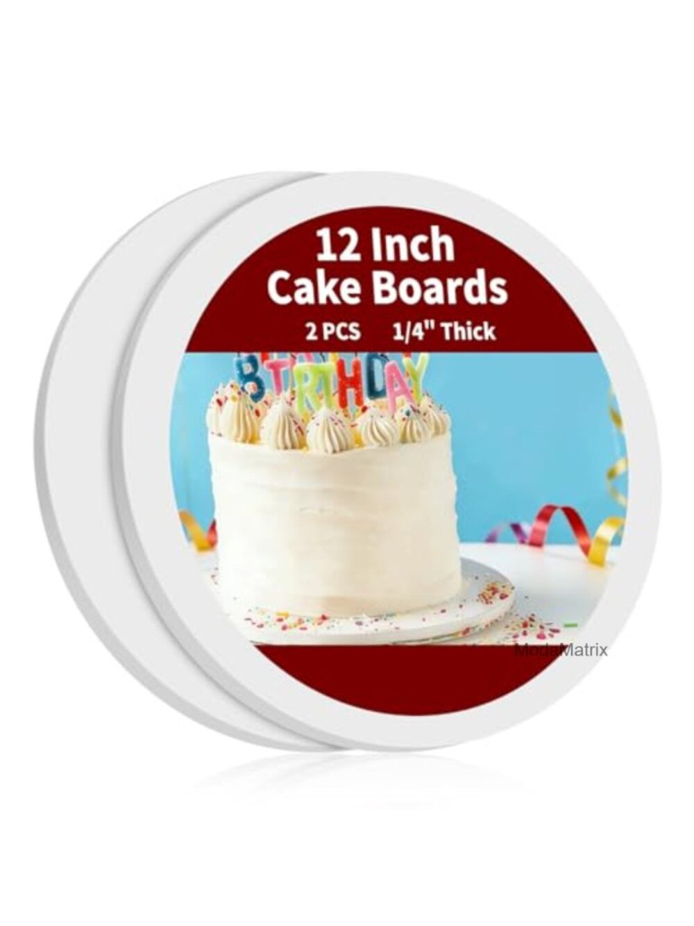 12 Inch Round Cake Drum Boards 2 Pack Food-Grade Cardboard Cake Circles